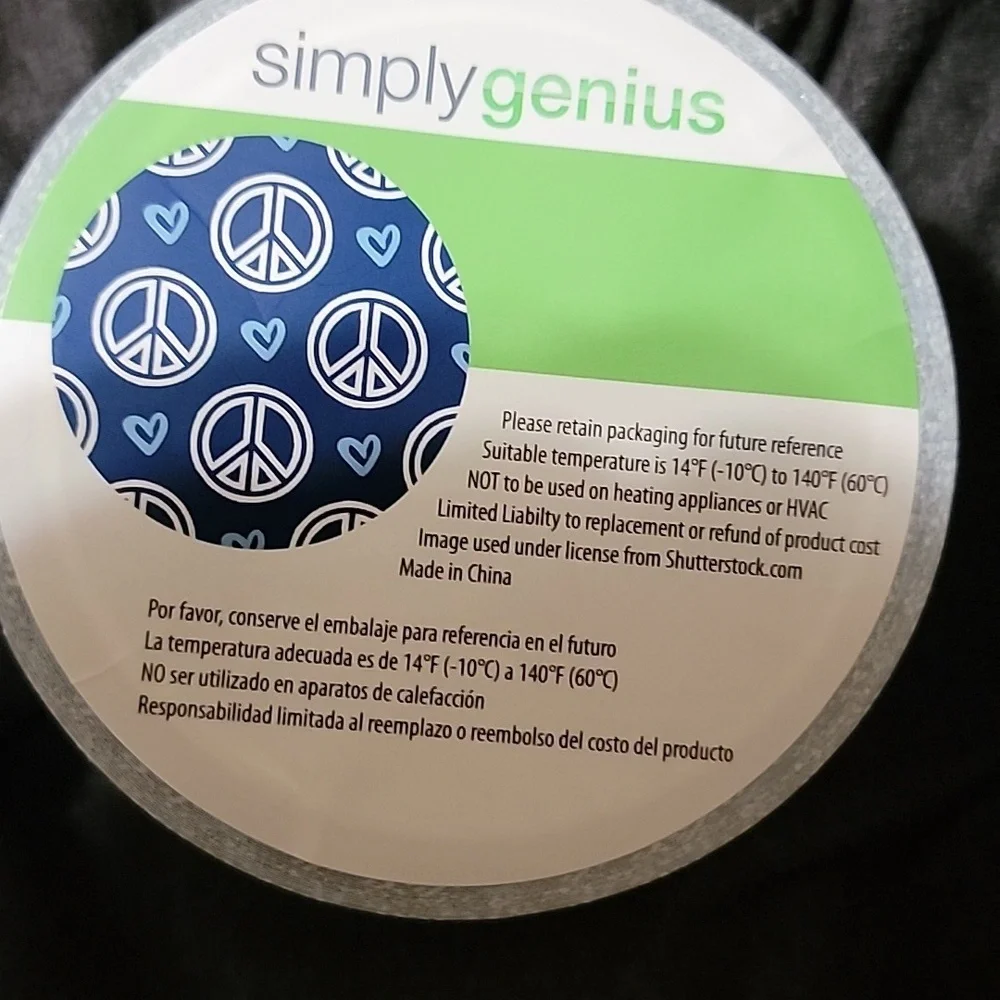 Simply Genius Craft Duct Tape Roll Print Color Pattern Blue Peace Wide 10 Yards